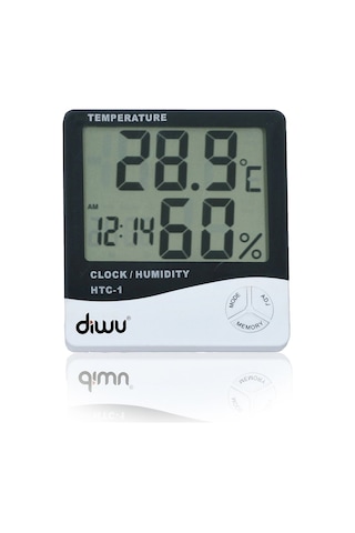 Diwu HTC-1  Saatli Nem Ölçer ve Termometre