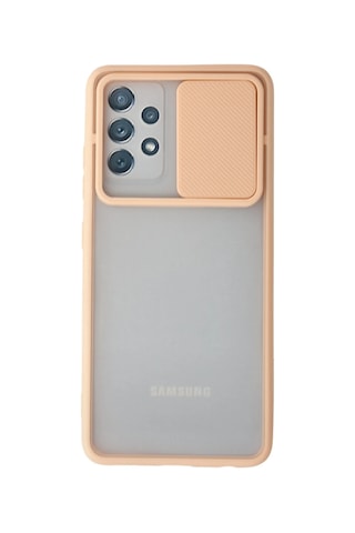 Newface - 14 - Samsung Galaxy Uyumlu A52 Kılıf Palm Buzlu Kamera Sürgülü Silikon - Csmo-tex - - Pembe