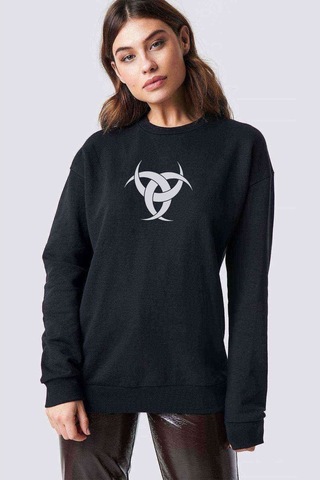 Göktürk Teşkilatı Mahsusa Baskılı Siyah Kadın Sweatshirt