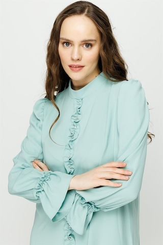 Esswaap Önü Ve Koları Büzdürme Detaylı Pantolon Tunik Takım Mint-mint Mint Yeşili