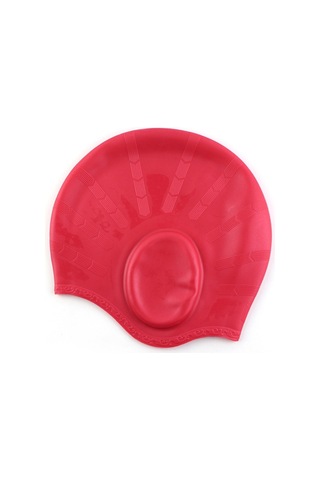 Uzun Saçlı Yetişkinler İçin Silikon Kulak Koruma Suya Dayanıklı Yüzme Bonesi Kırmızı