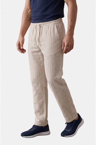 Deep Sea Deepsea Bej Çizgi Dokulu Rahat Kesim Yazlık Spor Pantolon Hafif Kumaş Modern Tasarım 2600263