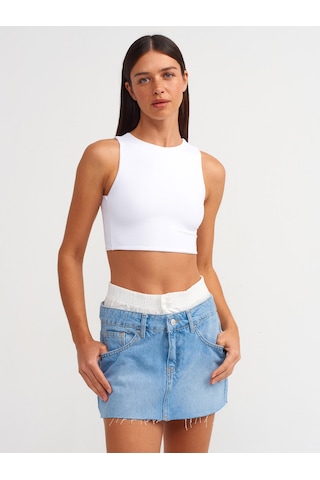 Dilvin Denim Mini Etek Mavi