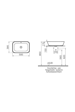 VitrA Geo 7425B070-0012 Çanak Lavabo. 60 CM Parlak Siyah