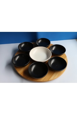 Bambu Dönen Standlı 7'li Sosluk Set Çok Renkli