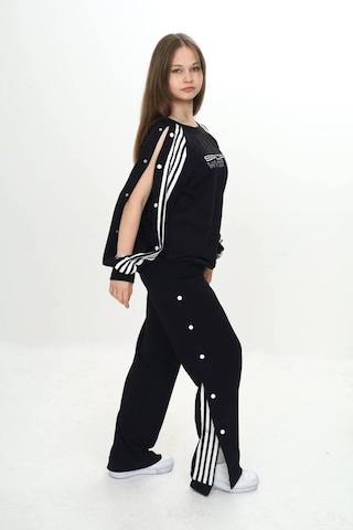 Unisex Çocuk 2 İplik Çıtçıtlı Alt&üst Eşofman Takımı %100 Pamuk Rahat Kalıp-299-eşt-0006 Siyah