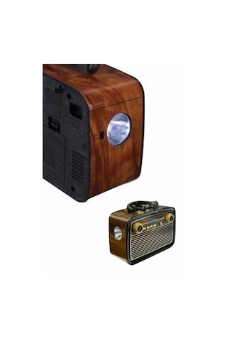 Nostaljik - 68 - Görünümlü Ahşap Radyo Tf Sd Usb Girişli Led - Ilkestor - Fener Işıklı