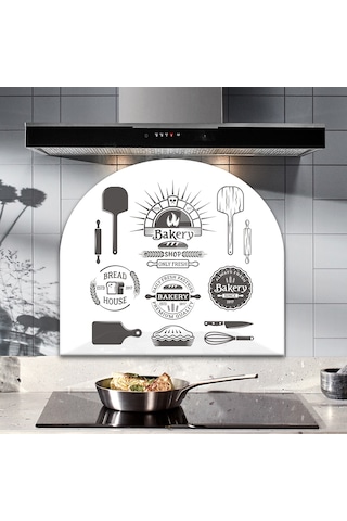 Decorita Cam Ocak Arkası Koruyucu | Oval Şekilli | Bakery Fresh