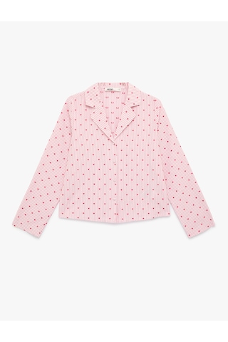 Koton Uzun Kollu Düğmeli Gömlek Yaka Pijama Üstü Pembe Desenli 6slk50002mw Pembe Desenli