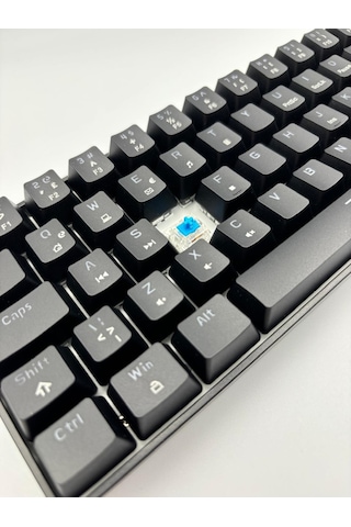 T60 Siyah Renk Mavi Switch Rgb Mekanik Kablolu Driverli Oyuncu Klavyesi T60 Mini Türkçe Q Klavye