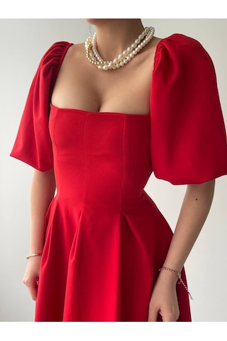 Benjamin Çan Etekli Midi Boy Elbise Altın