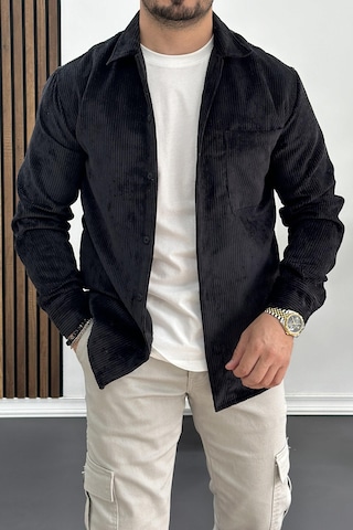 Erkek Kadife Kumaş Gömlek Siyah Edw214 Siyah