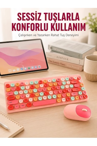 Hepsi Retro Tarz Bluetooth 5.1 Klavye Win/osx/android/ios Uyumlu Yeni Nesil Najmaddin