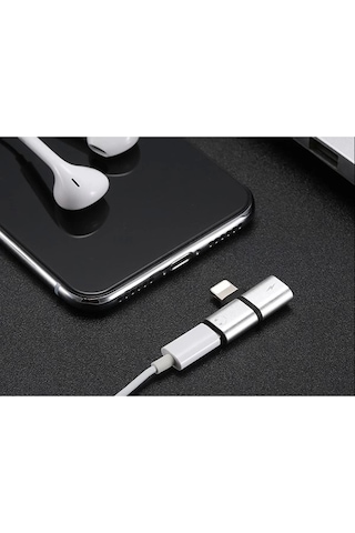 Codegen Apple Uyumlu iPhone Lightning 2 Port Çoklayıcı Dönüştürücü Gümüş Adaptör Cdg-cnv43