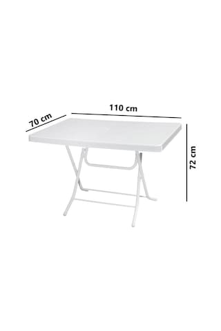 Omnipazar Mt-gfm240 Prima Roccia Plastik Kare Bahçe Balkon Masa 70x110 Cm Beyaz Beyaz
