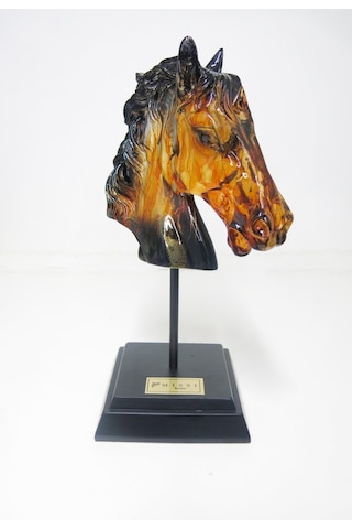 MİSSİ ÖZEL EL YAPIMI DEKORATİF AMBER AT BÜST/HEYKEL