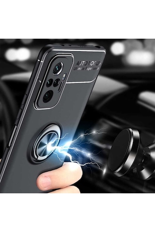 Xiaomi Redmi Note 10 Pro Kılıf Zore Ravel Silikon Kapak Siyah-Rose Gold
