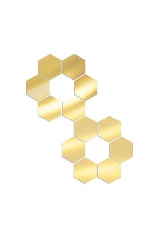 Opulentliving Yulong Mufunye 12 Adet Hexagon Ayna Çıkartması - Yatak, Banyo, Salon Dekoru