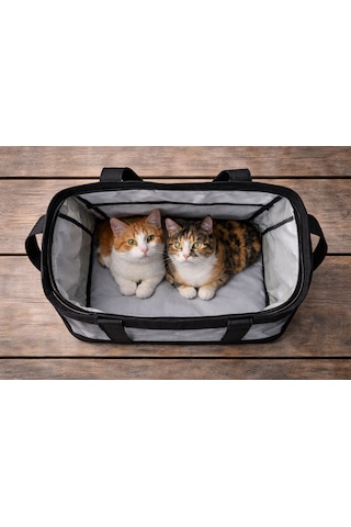 Premium Siyah Fileli Kedi Taşıma Çantası