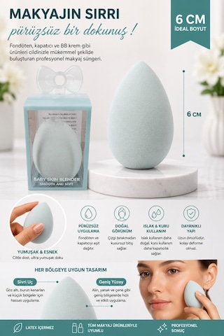 Makyaj Süngeri Yeşil Beauty Blender Fondöten Ve Kapatıcı Uygulama Süngeri, 6 Cm