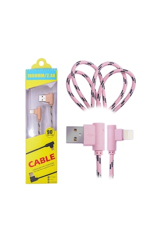 Ally iPhone Uyumlu Lightning Eğik Başlı Halat Usb Kablo 1metre- 5775