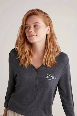 Nautıca W604 Kadın Patlı V Yaka Uzun Kollu Pijama Takımı Lacivert