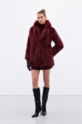 Sateen Çıt Çıt Detaylı Kürk - Bordo-136677 Bordo