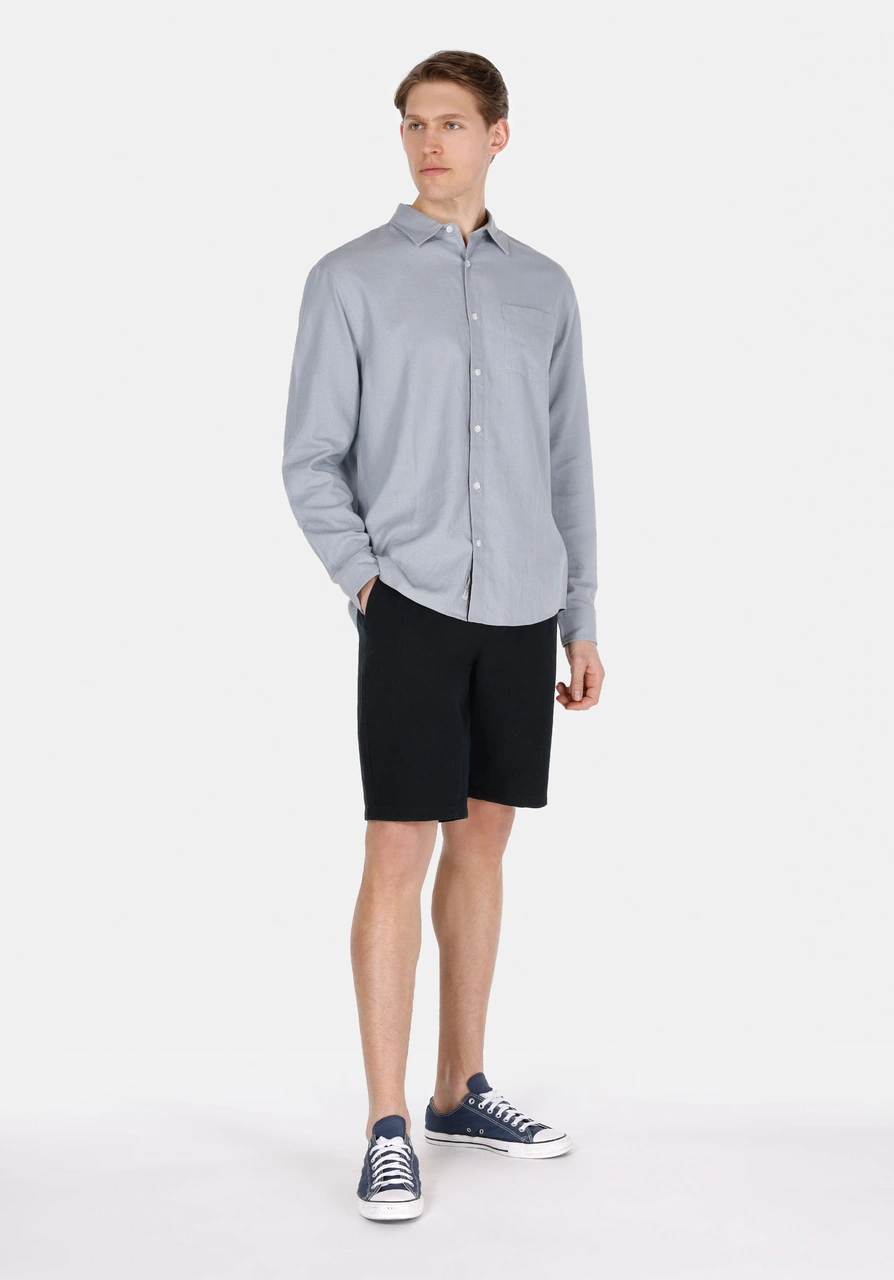Colin's Colins Relax Fit Shirt Neck Düz Erkek Gri Uzun Kol Gömlek Cl1074490 Q1.v1 Gbl Gray Blue