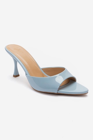 Luvishoes Tıera Bebe Mavi Rugan Kadın İnce Topuklu Terlik