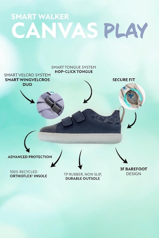 Smart Walker Canvas Play Lacivert Barefoot Çocuk Ayakkabı