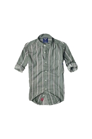 Alaska The Last Frontier Slim Fit %100 Pamuk Kumaş Hakim Yaka Uzun Kol Gömlek-çizgili Haki- Çok Renkli