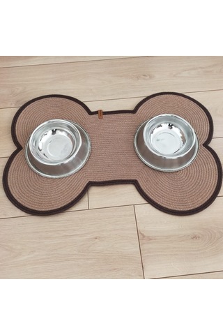 Açık Kahverengi Köpek Kemik Şekli Mama Altlığı/evcil Hayvan Mama
