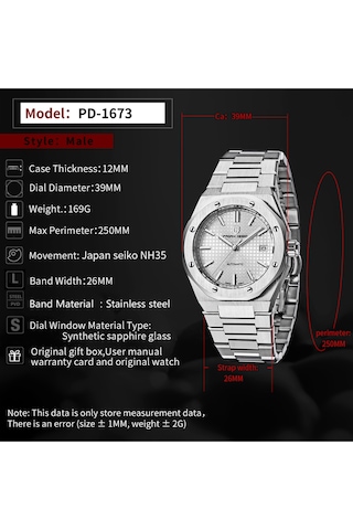 Pagani Design Pd-1673 Erkek 40mm Japon Nh35 Otomatik Hareket Mekanik 100m Su Geçirmez Safir Cam Paslanmaz Çelik Beyaz