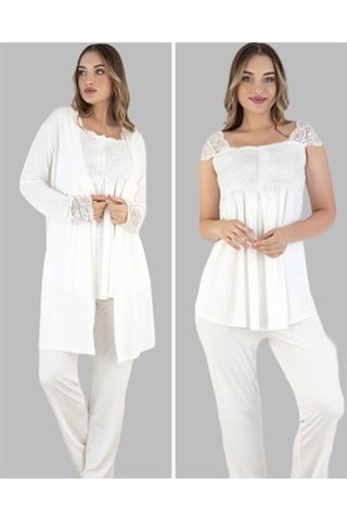 Birolgaye Duchesse 32001 Hamile Lohusa 3 Lü Pijama Sabahlık Tk