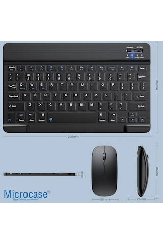 Microcase Rgb Tablet Ve Telefonlar İçin Türkçe Bluetooth Klavye Ve Mouse Set - Al7815 Mor