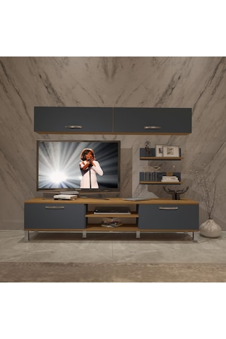 Decoraktiv Eko 5 Mdf Dvd Krom Ayaklı Tv Ünitesi Tv Sehpası Pera - Antrasit