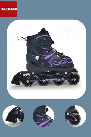 Vadi Mor Silikon Tekerli Ayarlanabilir Işıklı Paten S 31-34 Hp7128 Mor - Siyah