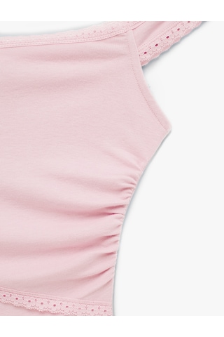 Koton Modal Karışımlı Dantel Detaylı Slim Fit Asimetrik Kolsuz Bluz Pembe 6sal30121ık Gül