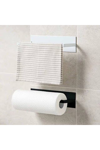 Duvara Montelenmiş Demir Kağıt Havlu Tutucu Yapışkan Rulo Organizatörü Duvar Metal Tuvalet Kağıdı Havlu Askısı Ev Banyo Mutfak İçin Siyah
