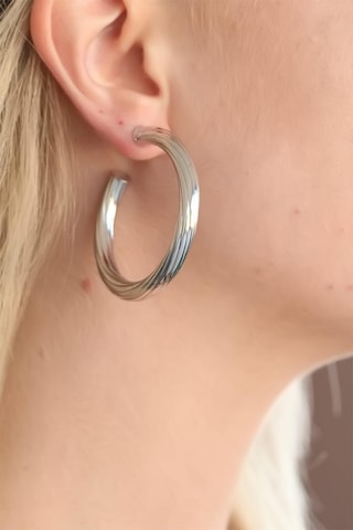 Silver Renk Halka Metal Bayan Küpe Çok Renkli