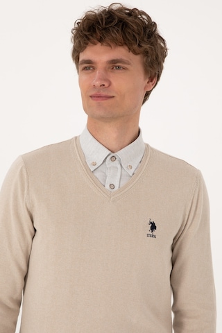 U.S. Polo Assn. Erkek Slim Fit V Yaka Taş Melanj Basic Kazak 50288881-VR225