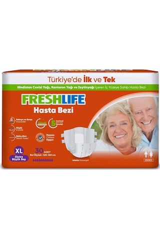 Freshlife Yetişkin Hasta Bezi Bel Bantlı Xl - Ekstra Large - Extra Large 180 Adet 6pk 30