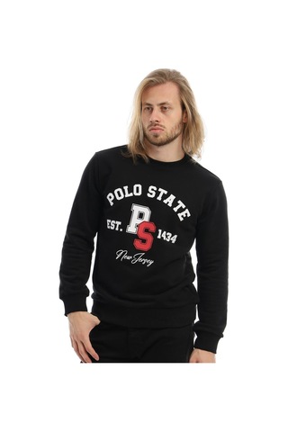 Polostate Erkek Polo State Baskılı 3 İplik Seweat Siyah