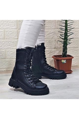 M.p 1416 Siyah Cilt İçi Sıcak Astar 25cm Bayan Postal Bot 001