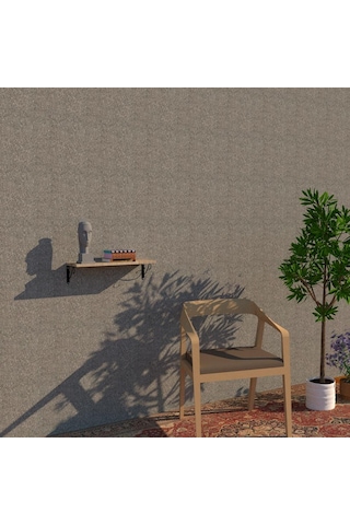 20x60 Cm Duvar Rafı - Ferforje Duvar Rafı, Duvara Monte Raf Meşe Meşe