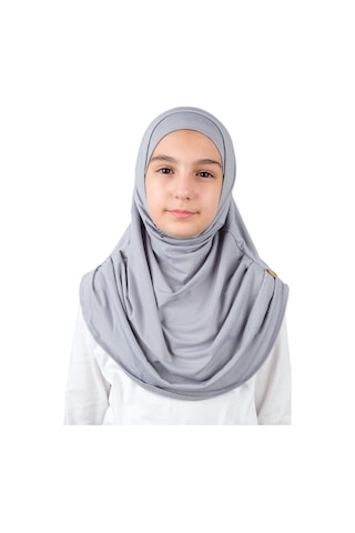 Pratik Hazır Geçmeli Boneli Çocuk Şal Gri Gri