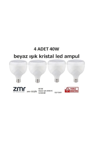 Zmr 40w Kristal Camlı T-bulb Led Ampul E27 Beyaz Işık Zmr-112/b 6500k