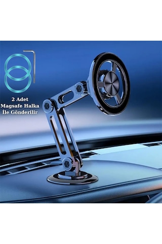 Coofbe Güçlü Metal Magsafe Uyumlu 360 Dönebilen Araç İçi Telefon Tutucu Masaüstü Telefon Tutucu Stand