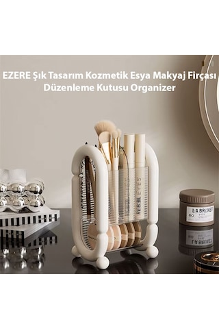 Ezere Şık Tasarım Kozmetik Eşya Makyaj Fırçası Düzenleme Kutusu Organizer Beyaz