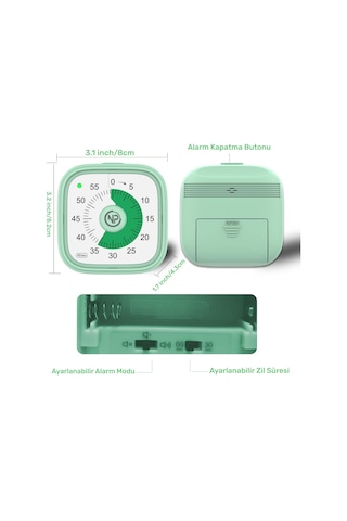 NPO Mutfak,Ders,Yemek için 60dk Analog Alarm Zamanlayıcı,Pomodoro Öğrenci Motivasyon Saati